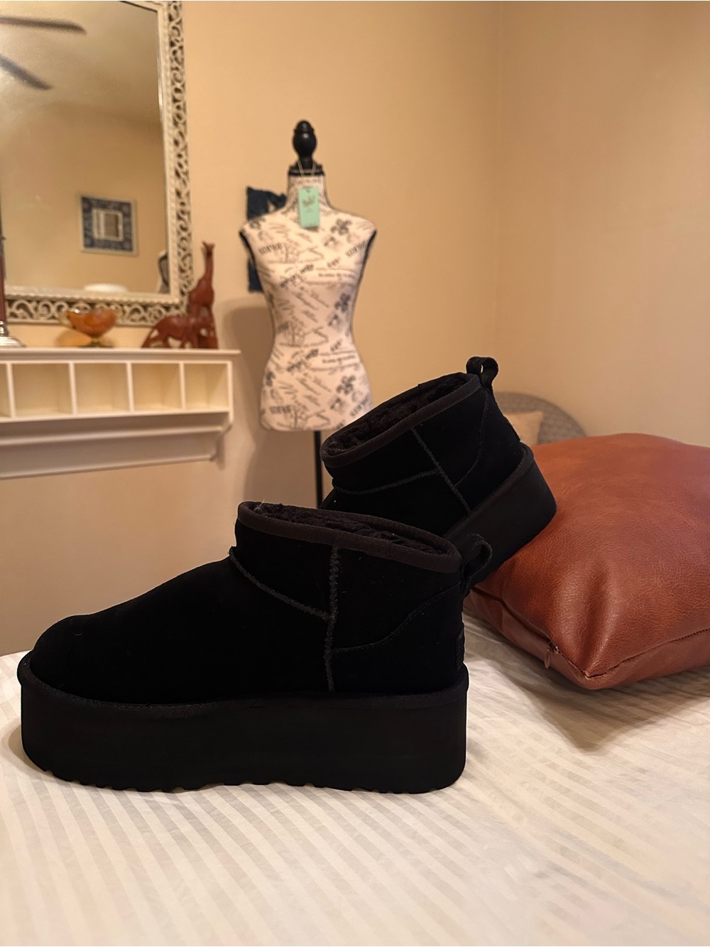 UGG Women's Black Suede Platform Ankle Boots